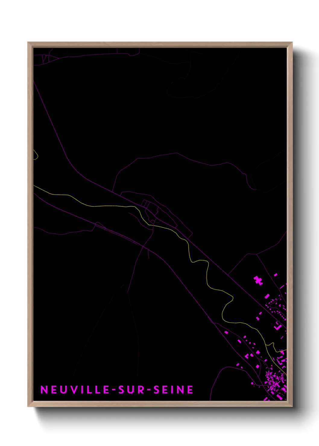 Une affiche de carte sur Neuville-sur-Seine