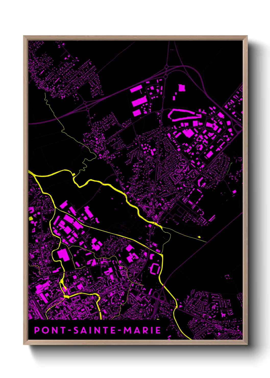 Une affiche de carte sur Pont-Sainte-Marie