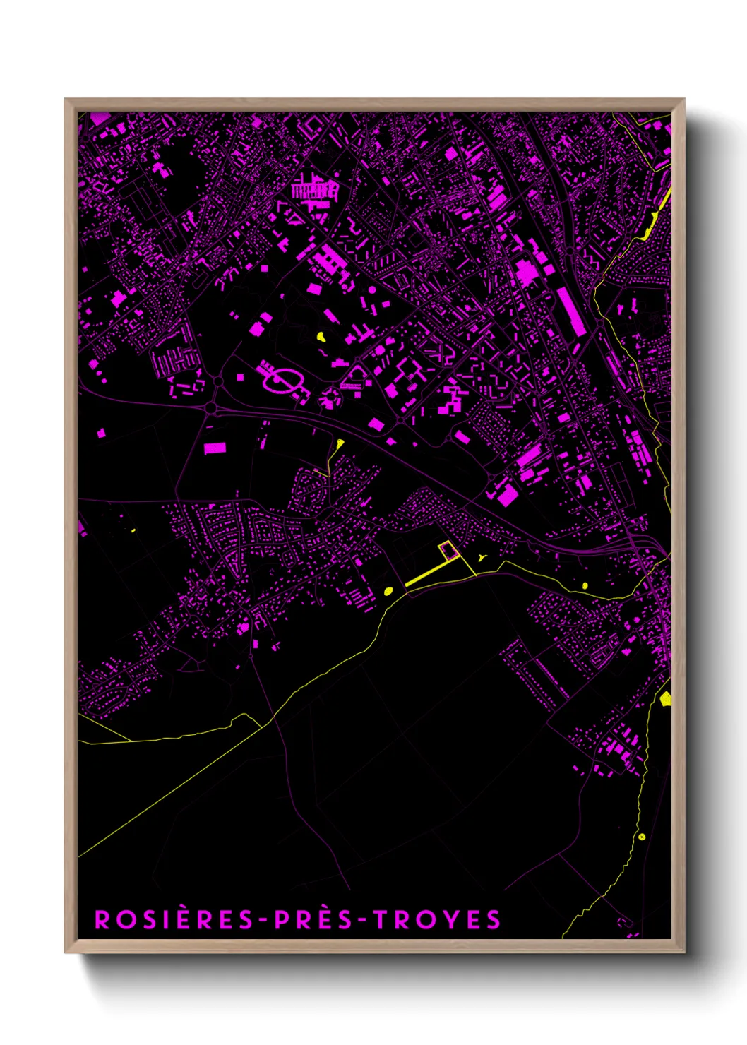 Une affiche de carte sur Rosières-près-Troyes