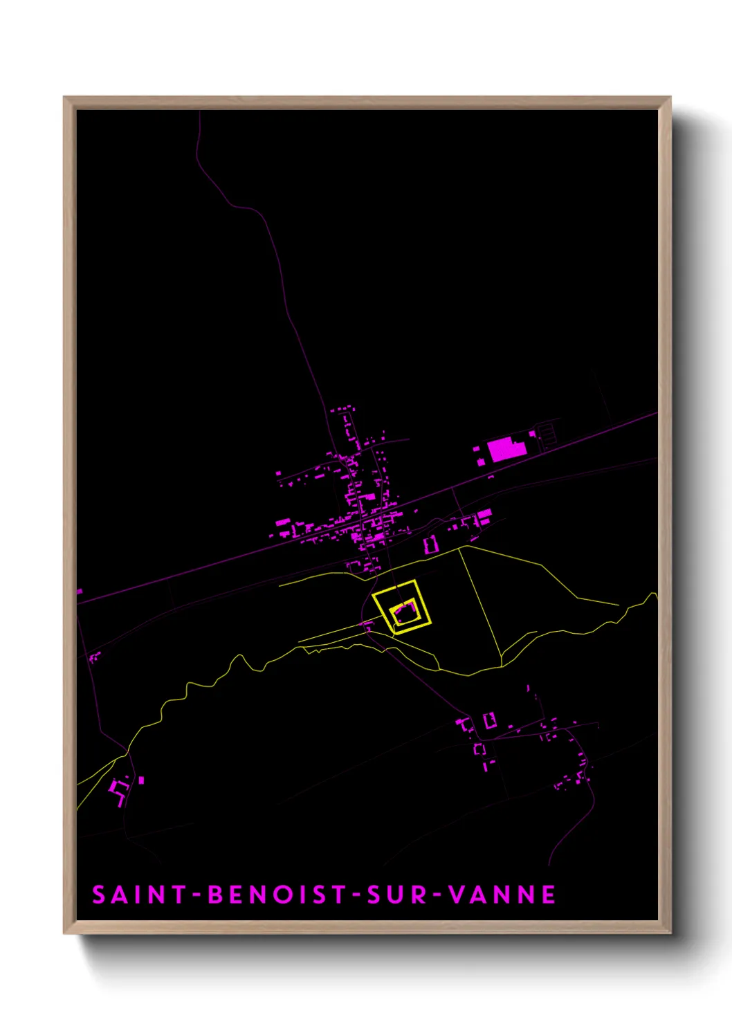 Une affiche de carte sur Saint-Benoist-sur-Vanne