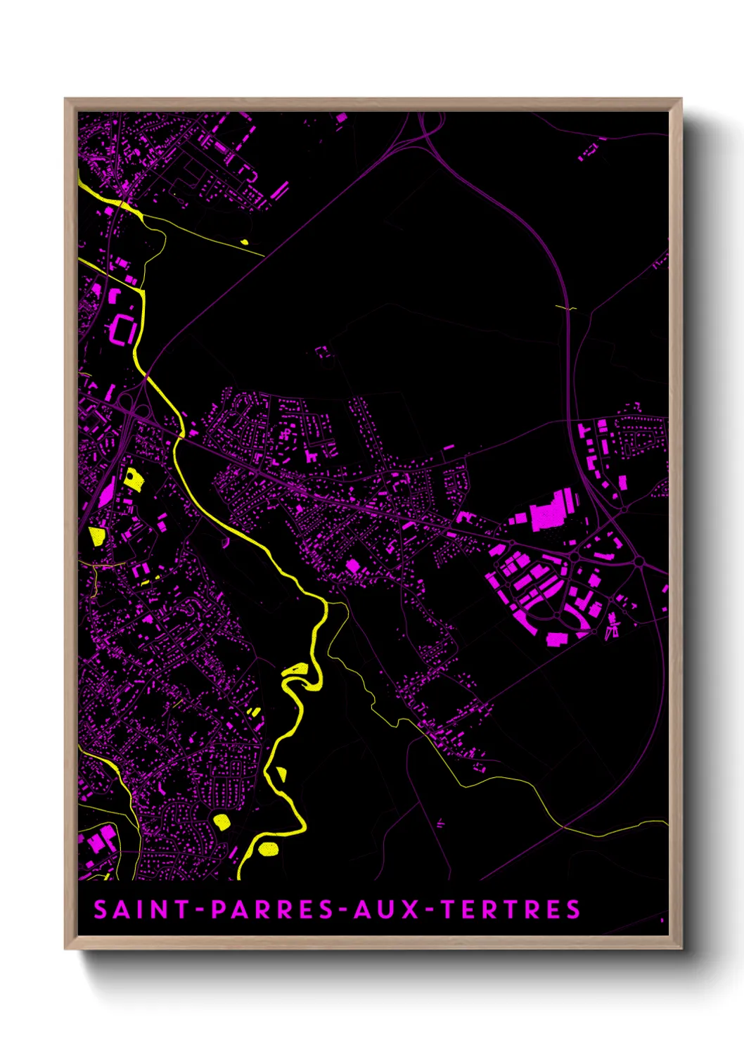 Une affiche de carte sur Saint-Parres-aux-Tertres