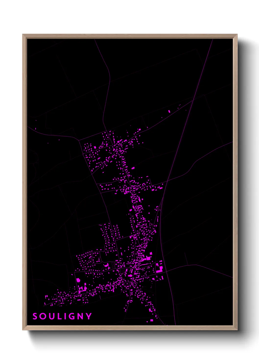 Une affiche de carte sur Souligny