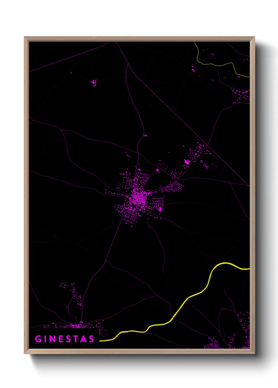 Une affiche de carte sur Ginestas
