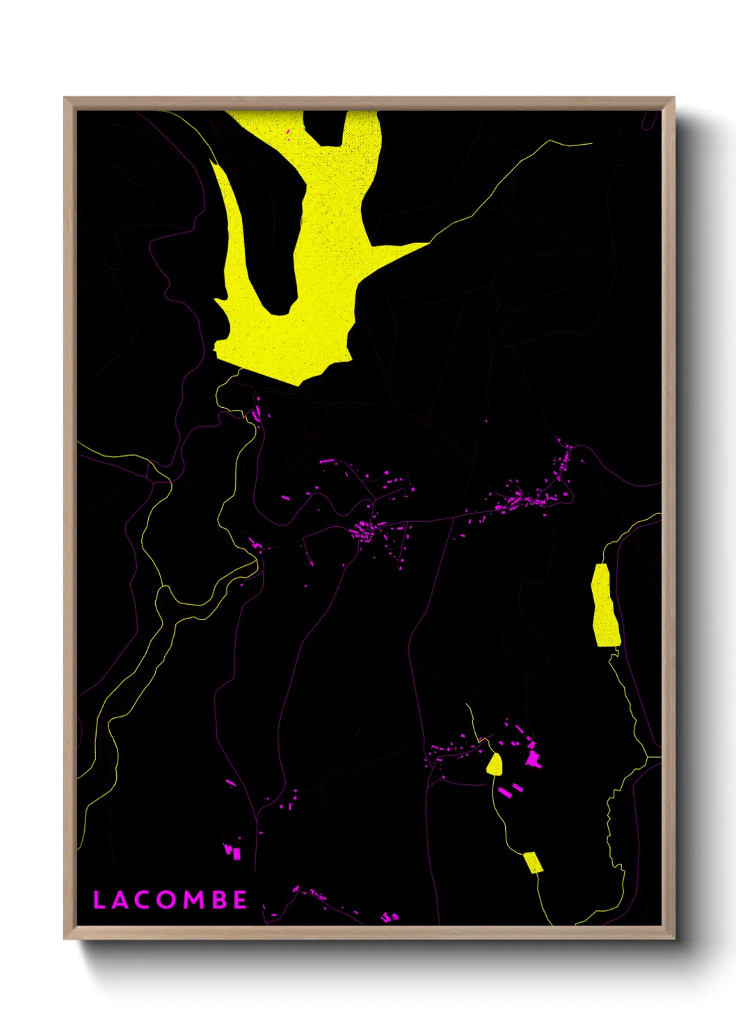 Une affiche de carte sur Lacombe