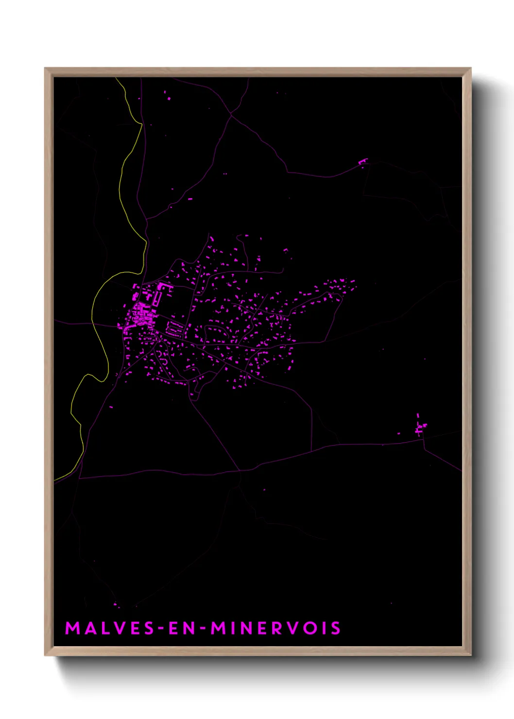 Une affiche de carte sur Malves-en-Minervois