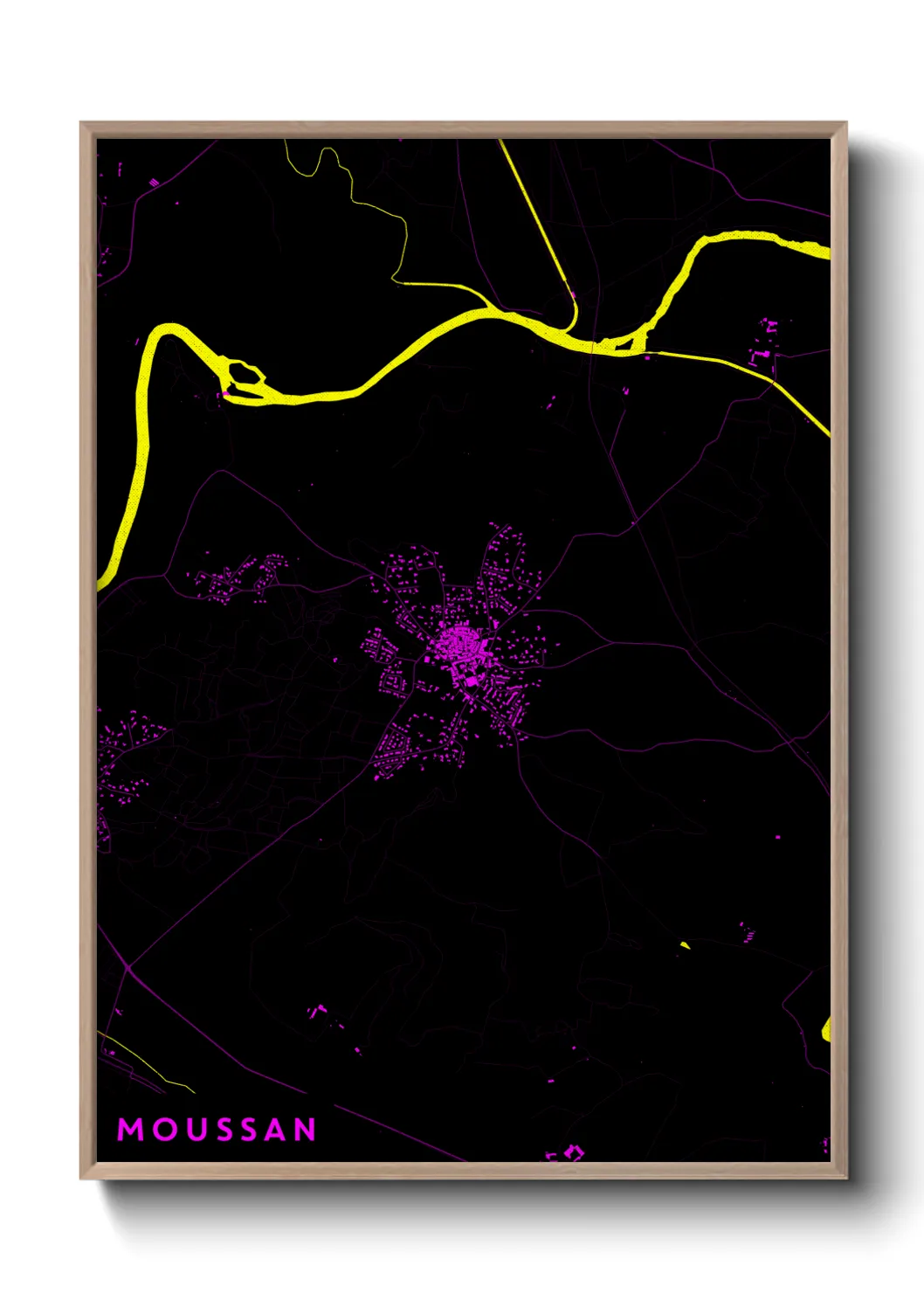 Une affiche de carte sur Moussan