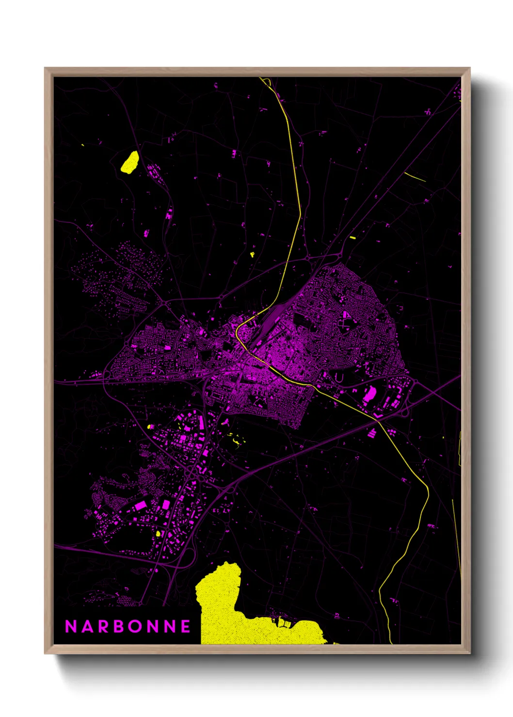 Une affiche de carte sur Narbonne