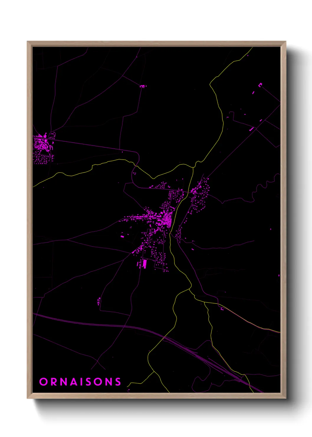 Une affiche de carte sur Ornaisons