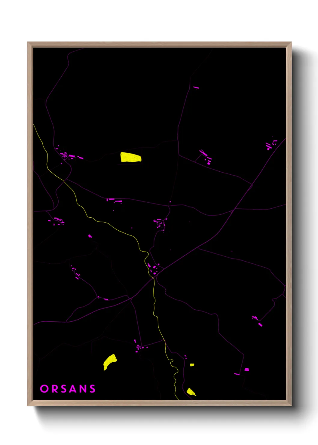 Une affiche de carte sur Orsans