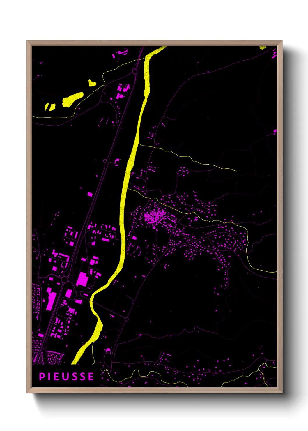 Une affiche de carte sur Pieusse