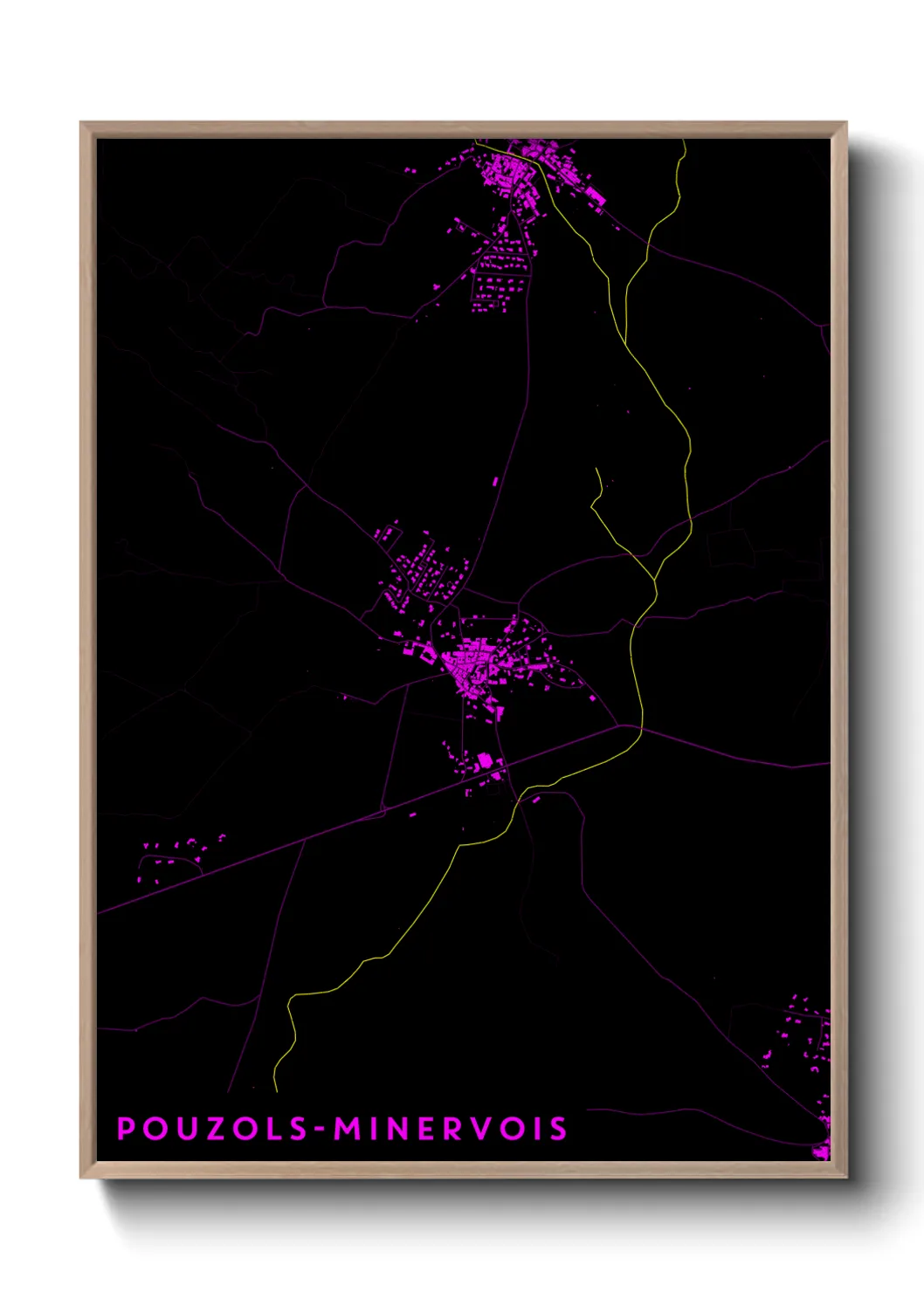 Une affiche de carte sur Pouzols-Minervois