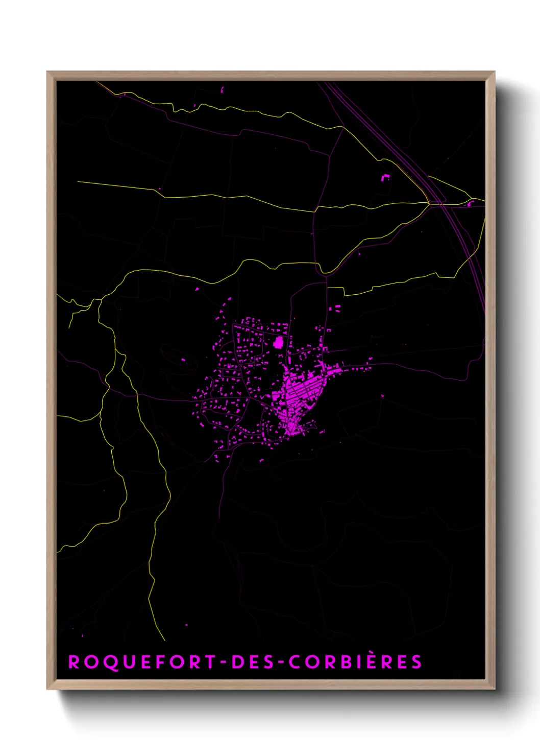 Une affiche de carte sur Roquefort-des-Corbières