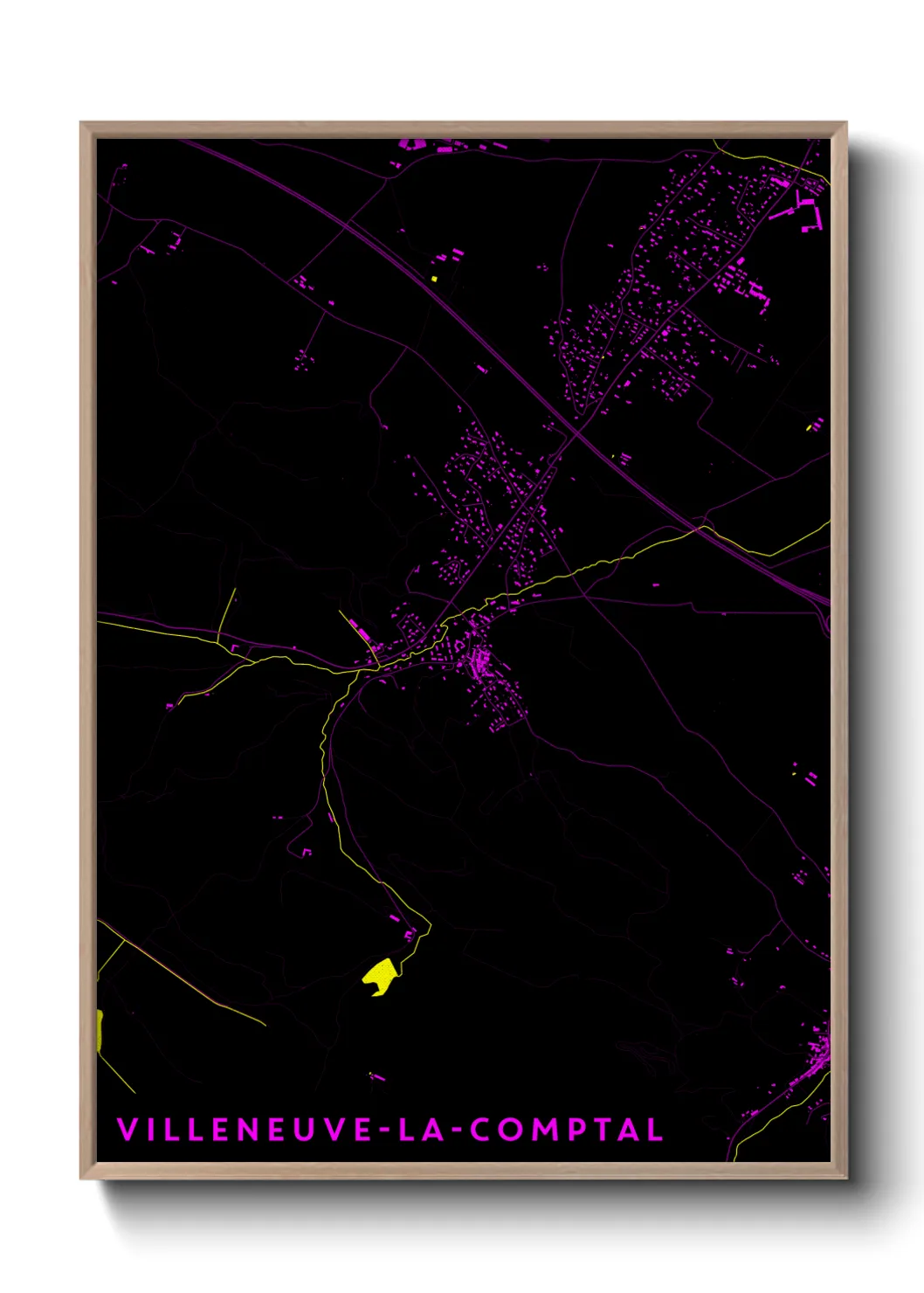 Une affiche de carte sur Villeneuve-la-Comptal