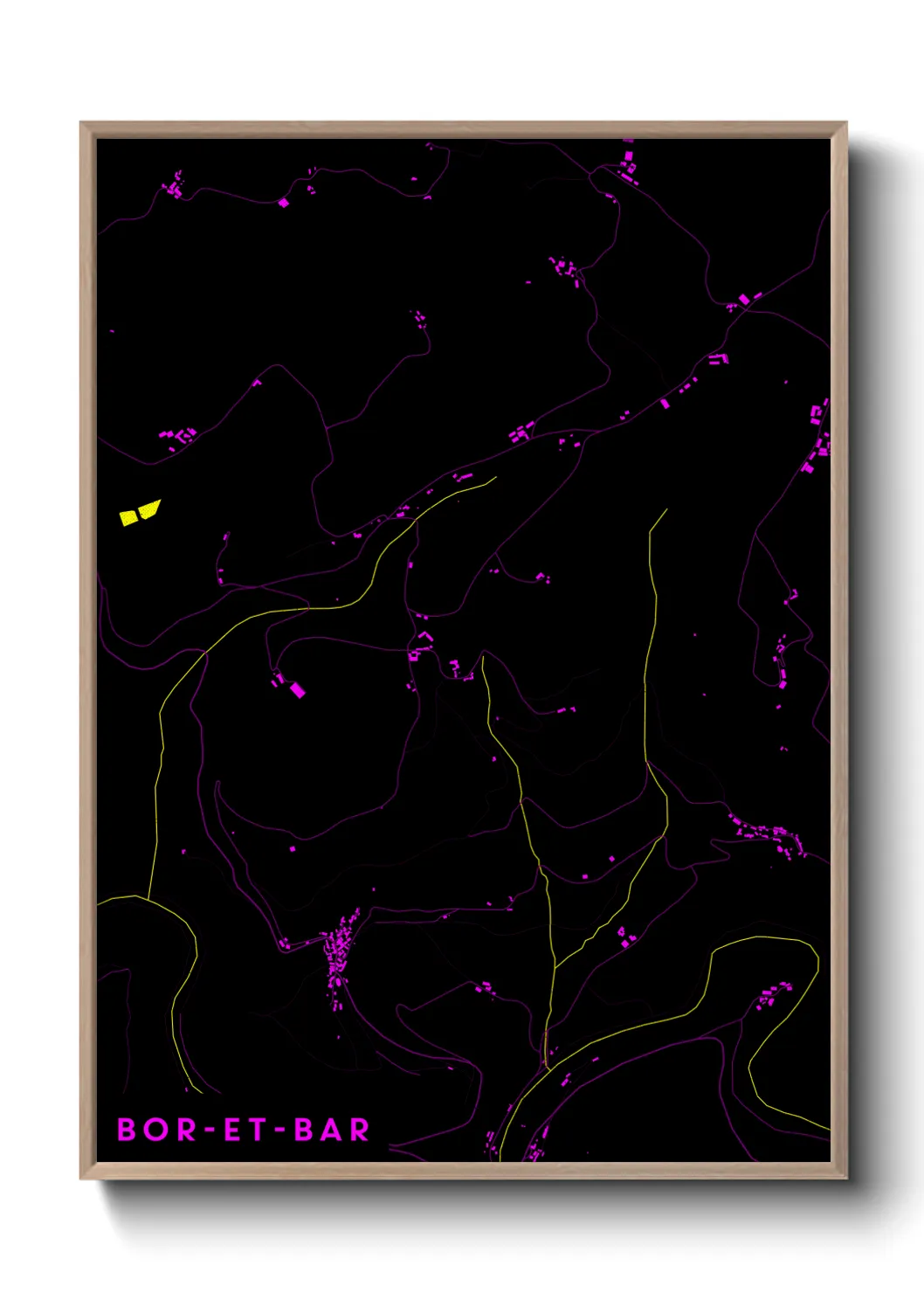 Une affiche de carte sur Bor-et-Bar