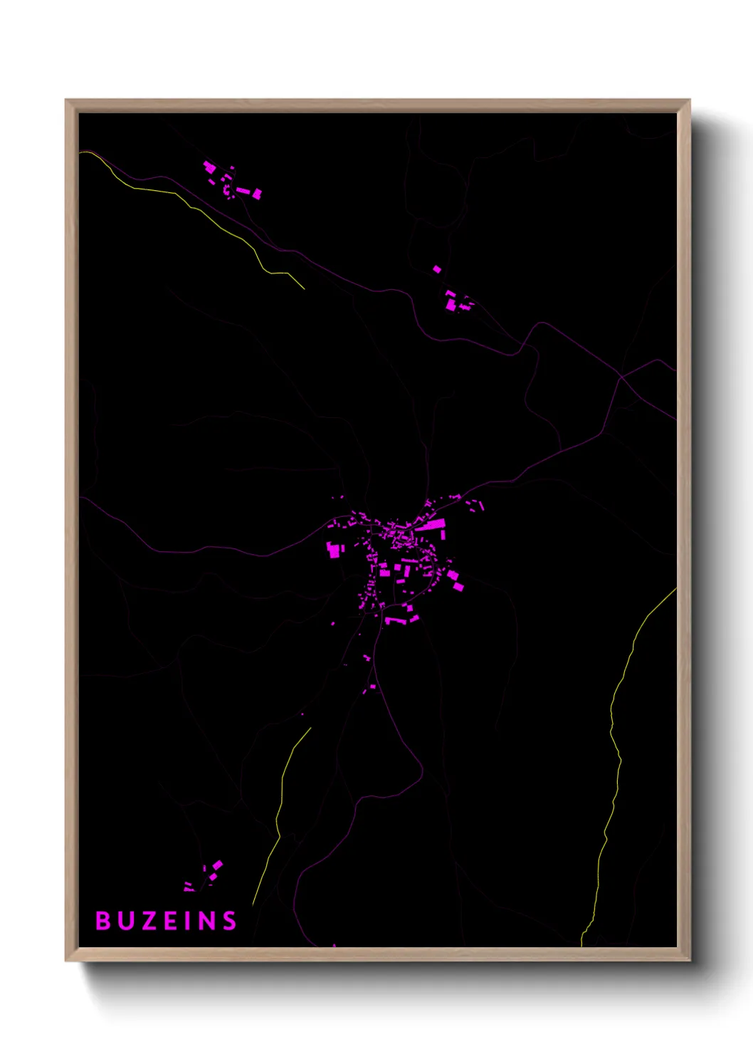 Une affiche de carte sur Buzeins