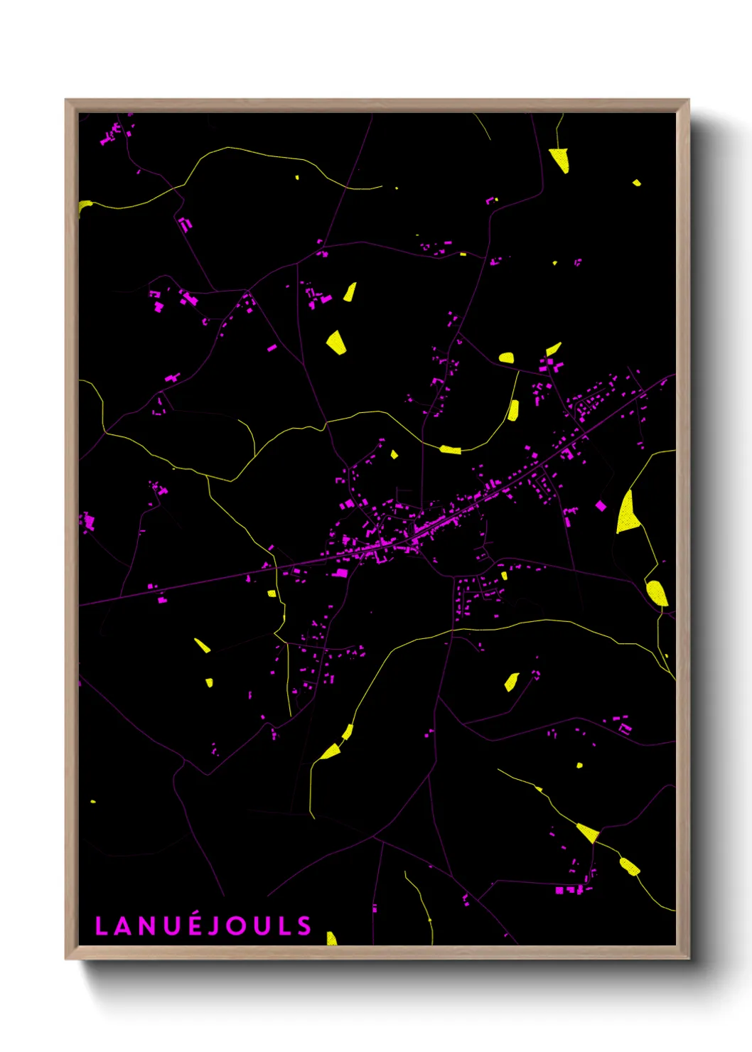 Une affiche de carte sur Lanuéjouls