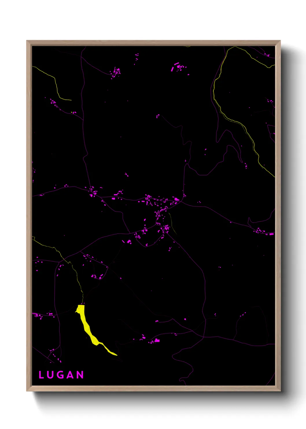 Une affiche de carte sur Lugan