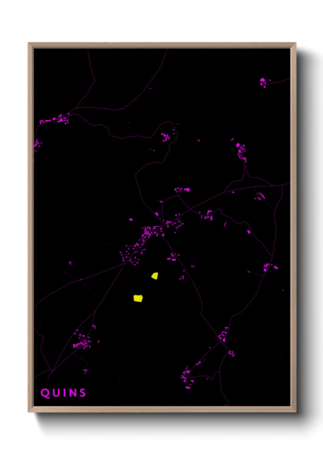 Une affiche de carte sur Quins