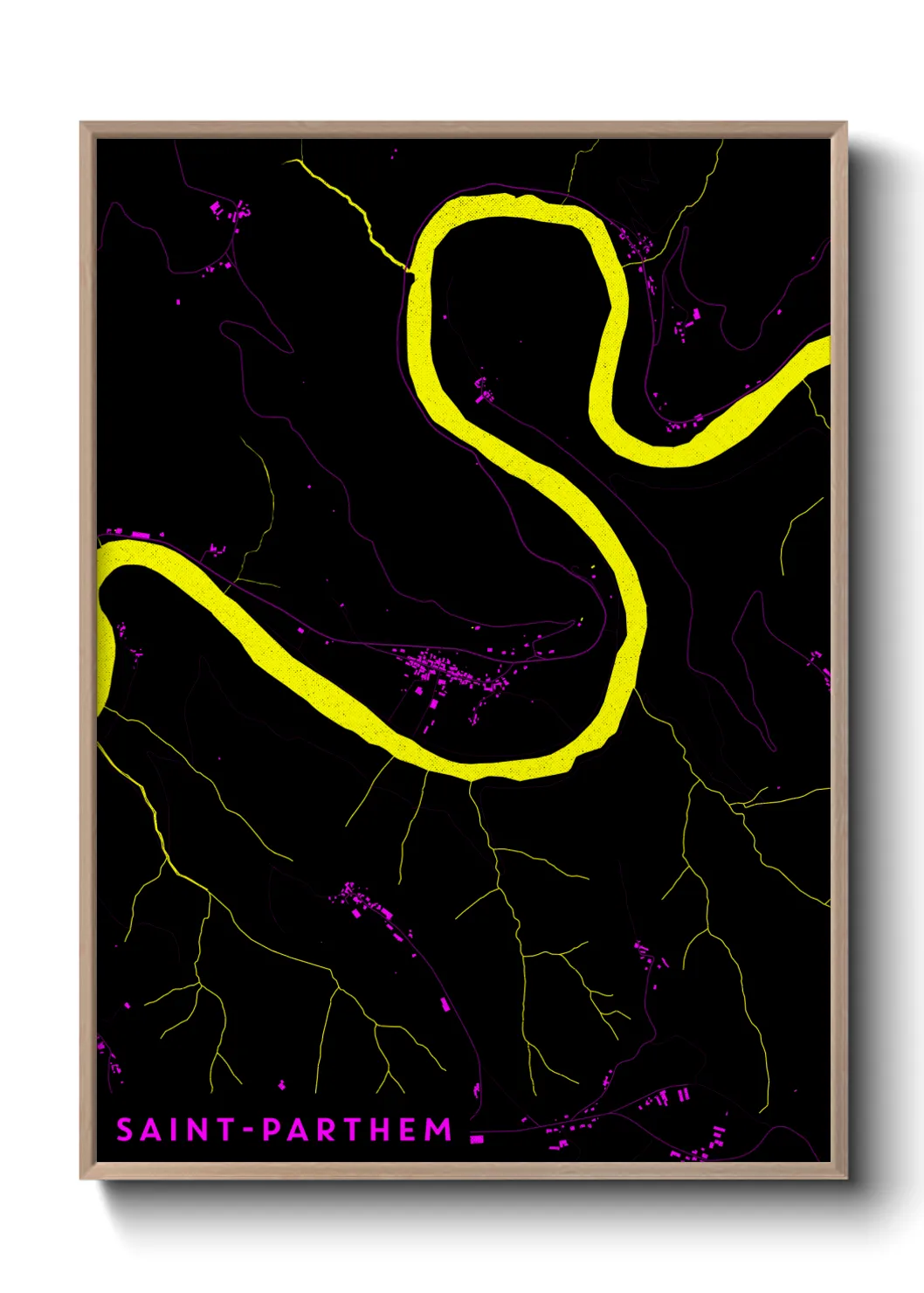 Une affiche de carte sur Saint-Parthem