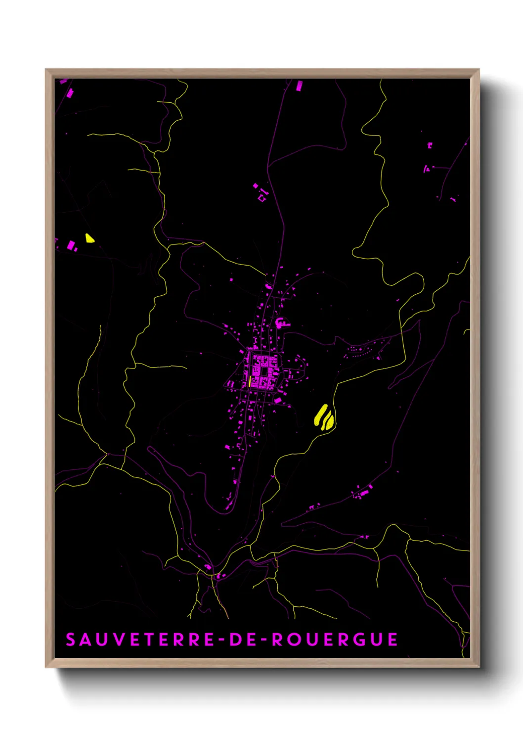 Une affiche de carte sur Sauveterre-de-Rouergue