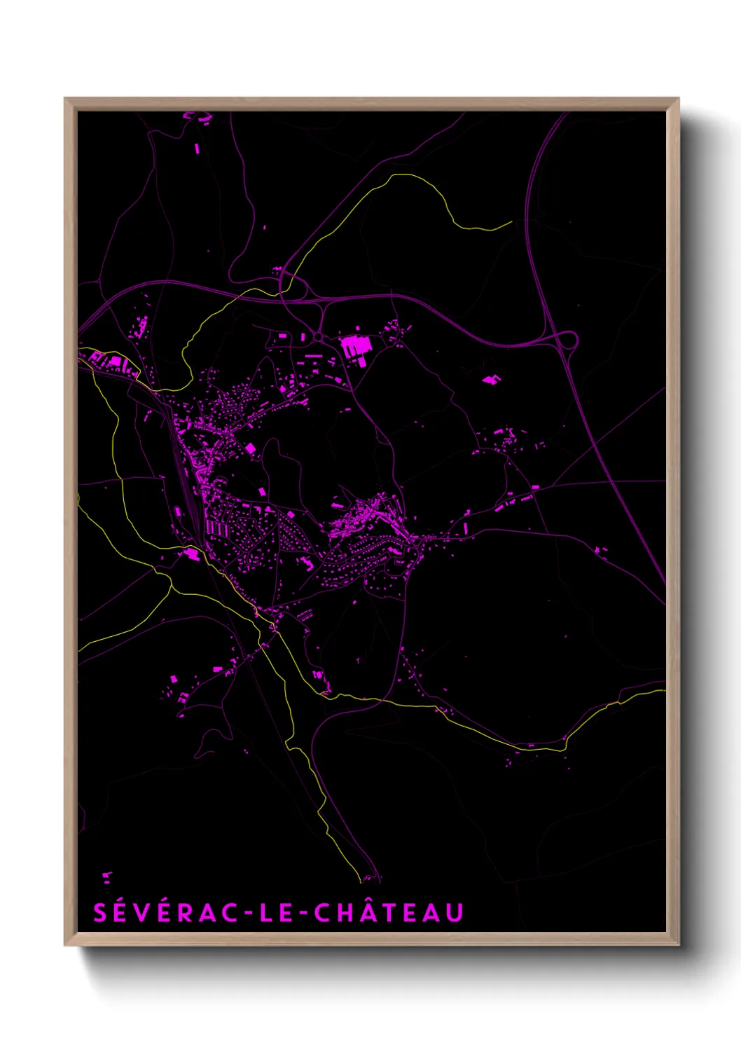 Une affiche de carte sur Sévérac-le-Château