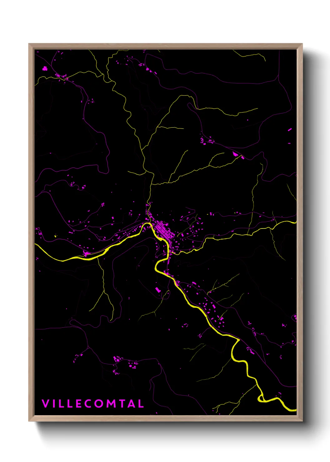 Une affiche de carte sur Villecomtal