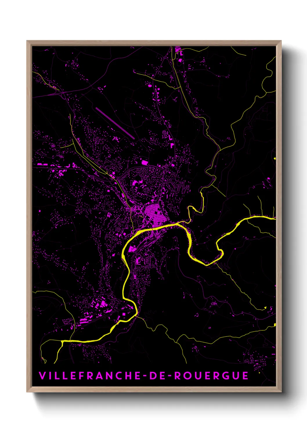 Une affiche de carte sur Villefranche-de-Rouergue