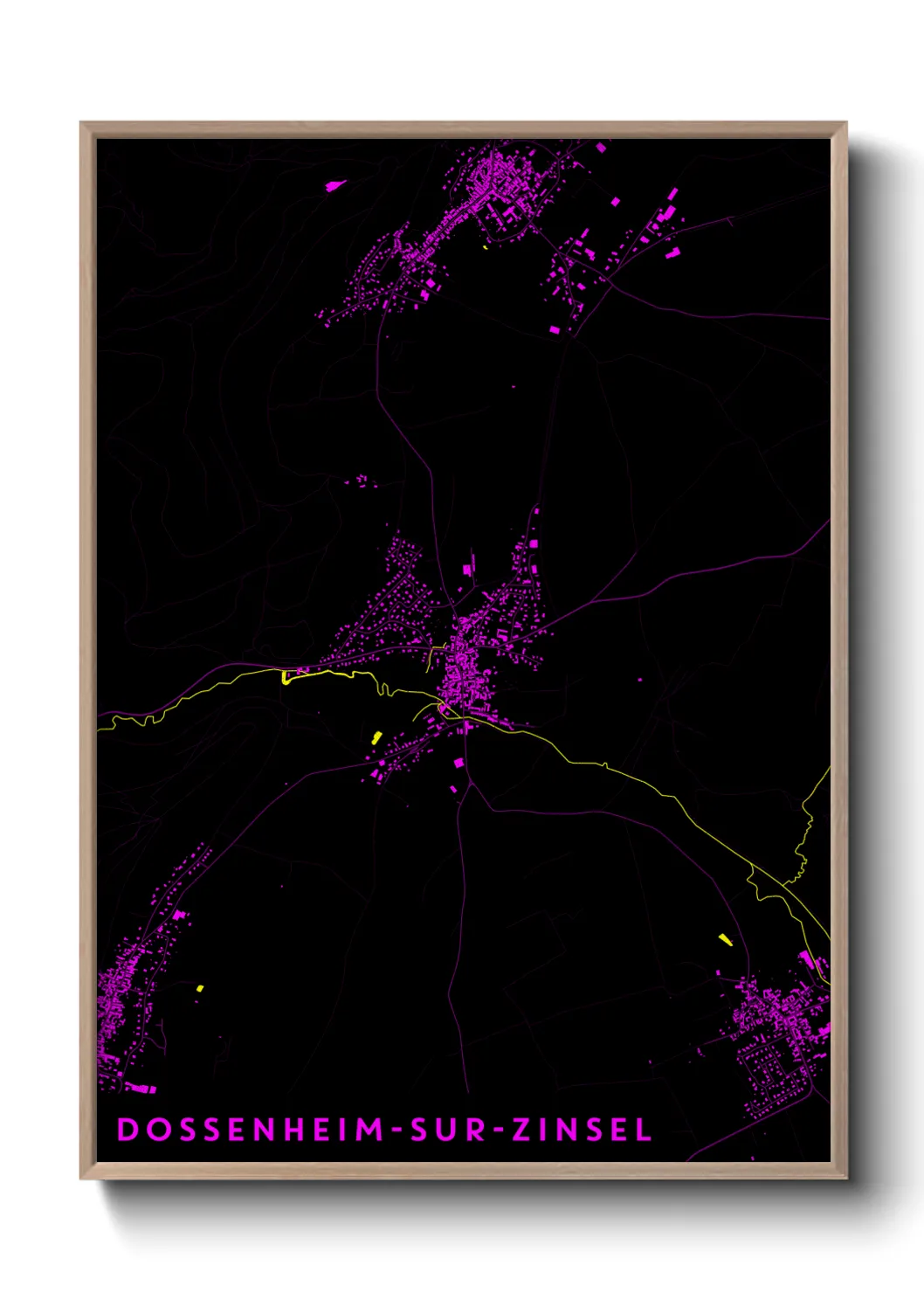 Une affiche de carte sur Dossenheim-sur-Zinsel