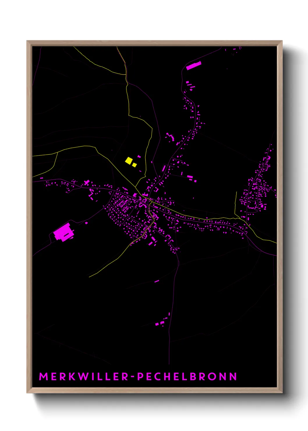 Une affiche de carte sur Merkwiller-Pechelbronn