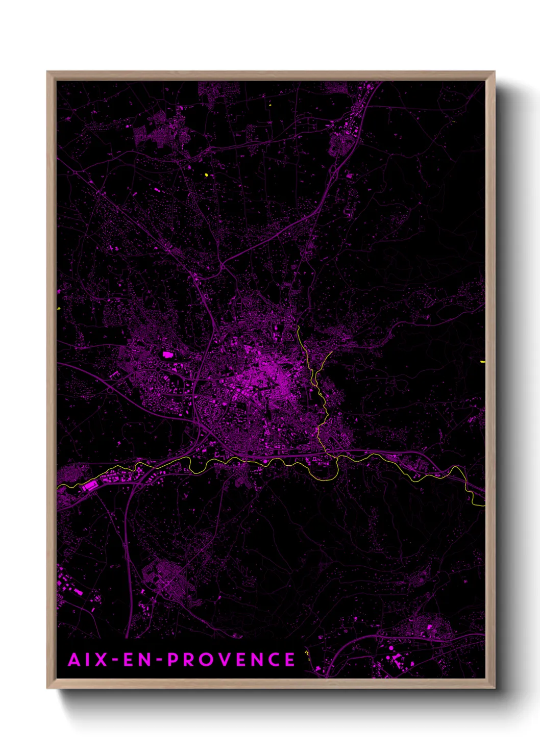 Une affiche de carte sur Aix-en-Provence