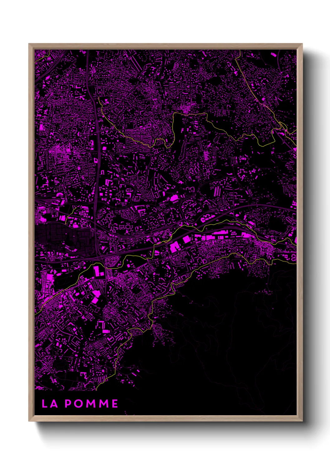 Une affiche de carte sur La Pomme