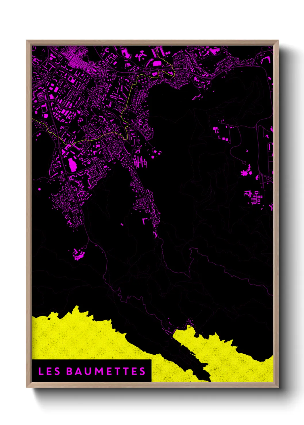 Une affiche de carte sur Les Baumettes
