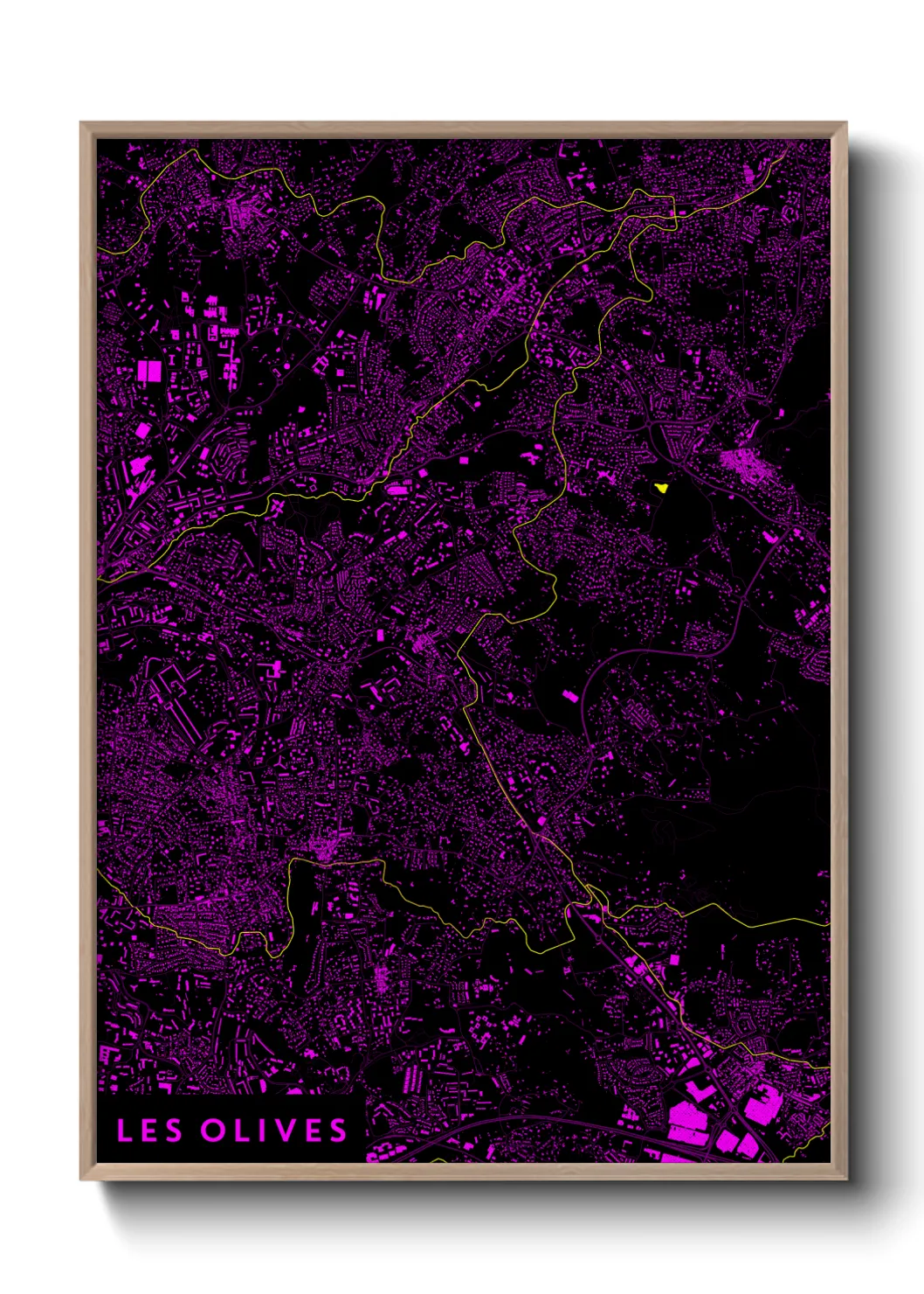 Une affiche de carte sur Les Olives