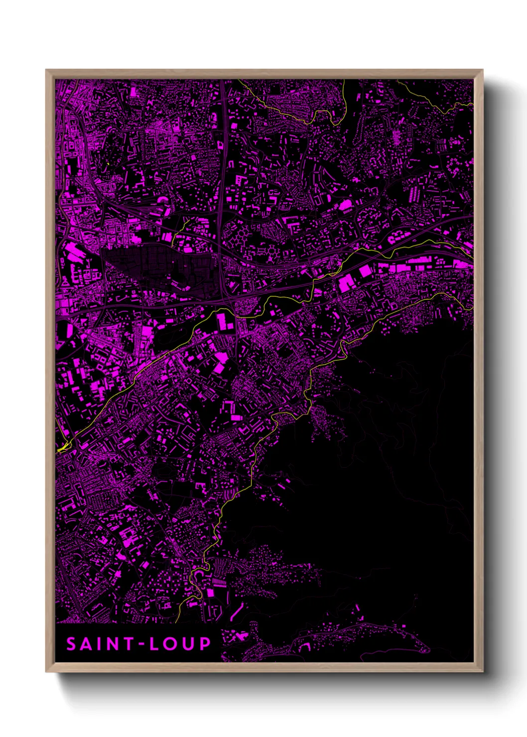 Une affiche de carte sur Saint-Loup