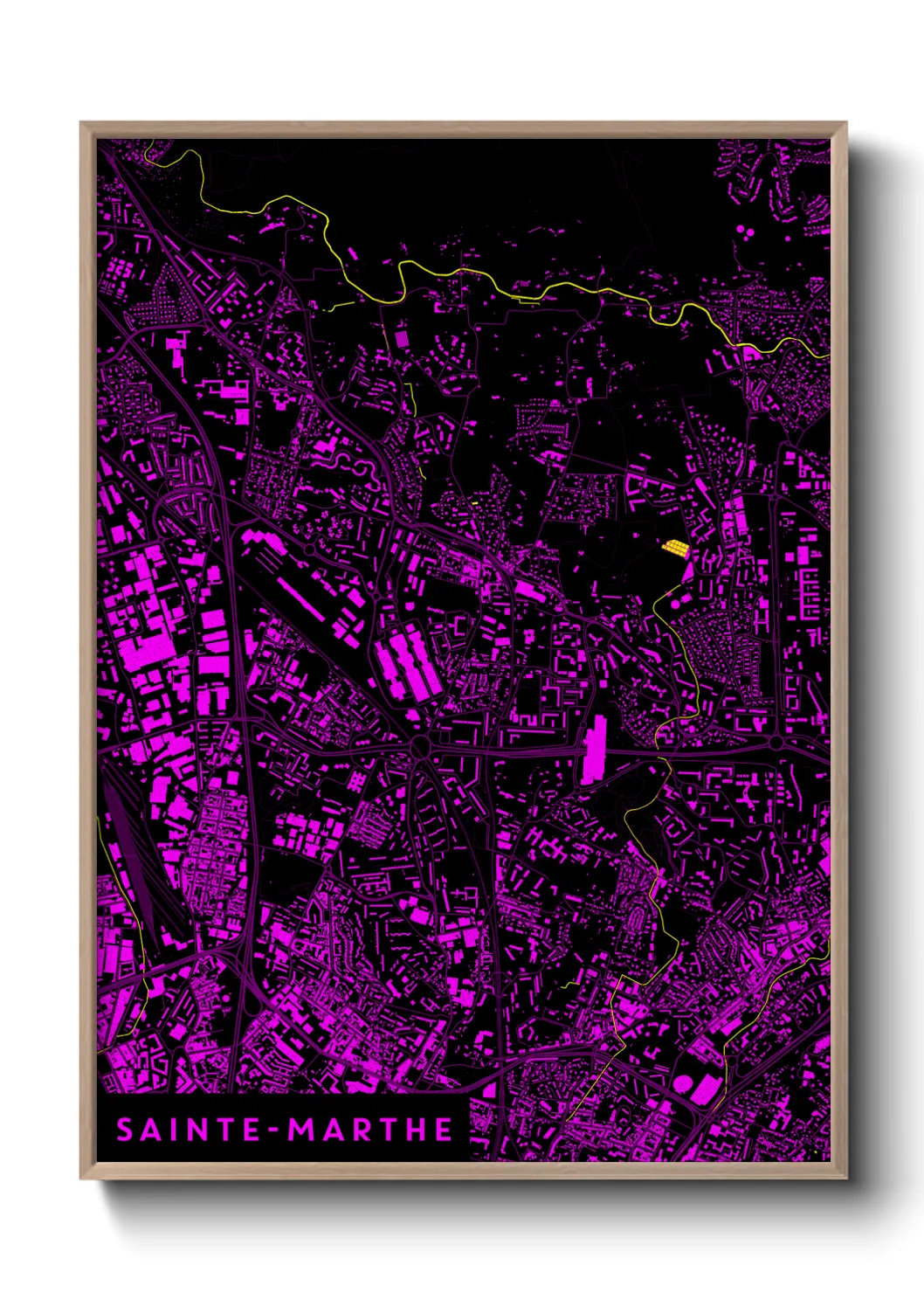 Une affiche de carte sur Sainte-Marthe