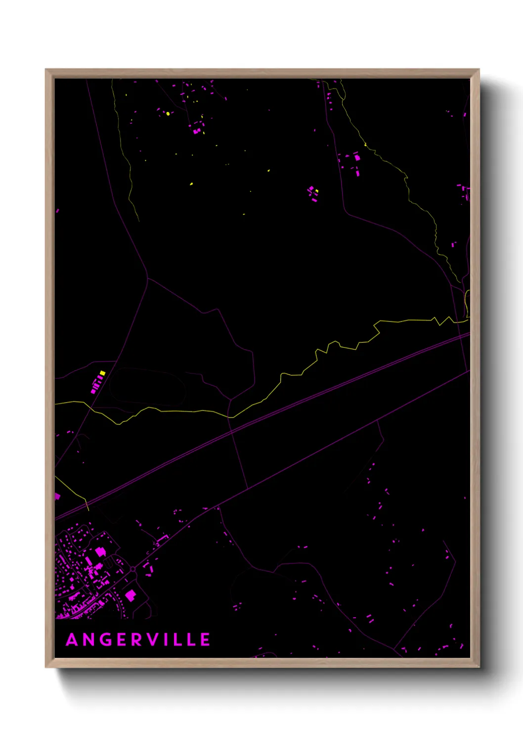 Une affiche de carte sur Angerville
