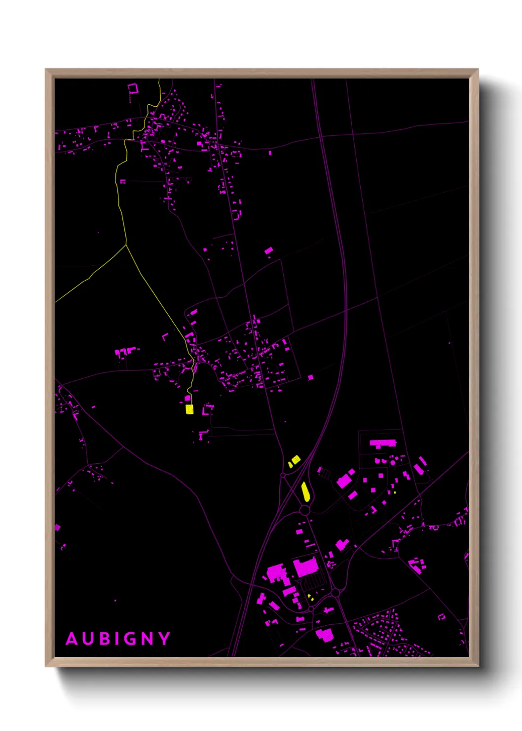 Une affiche de carte sur Aubigny