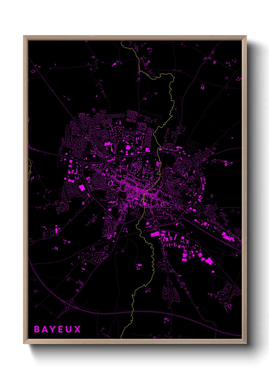 Une affiche de carte sur Bayeux