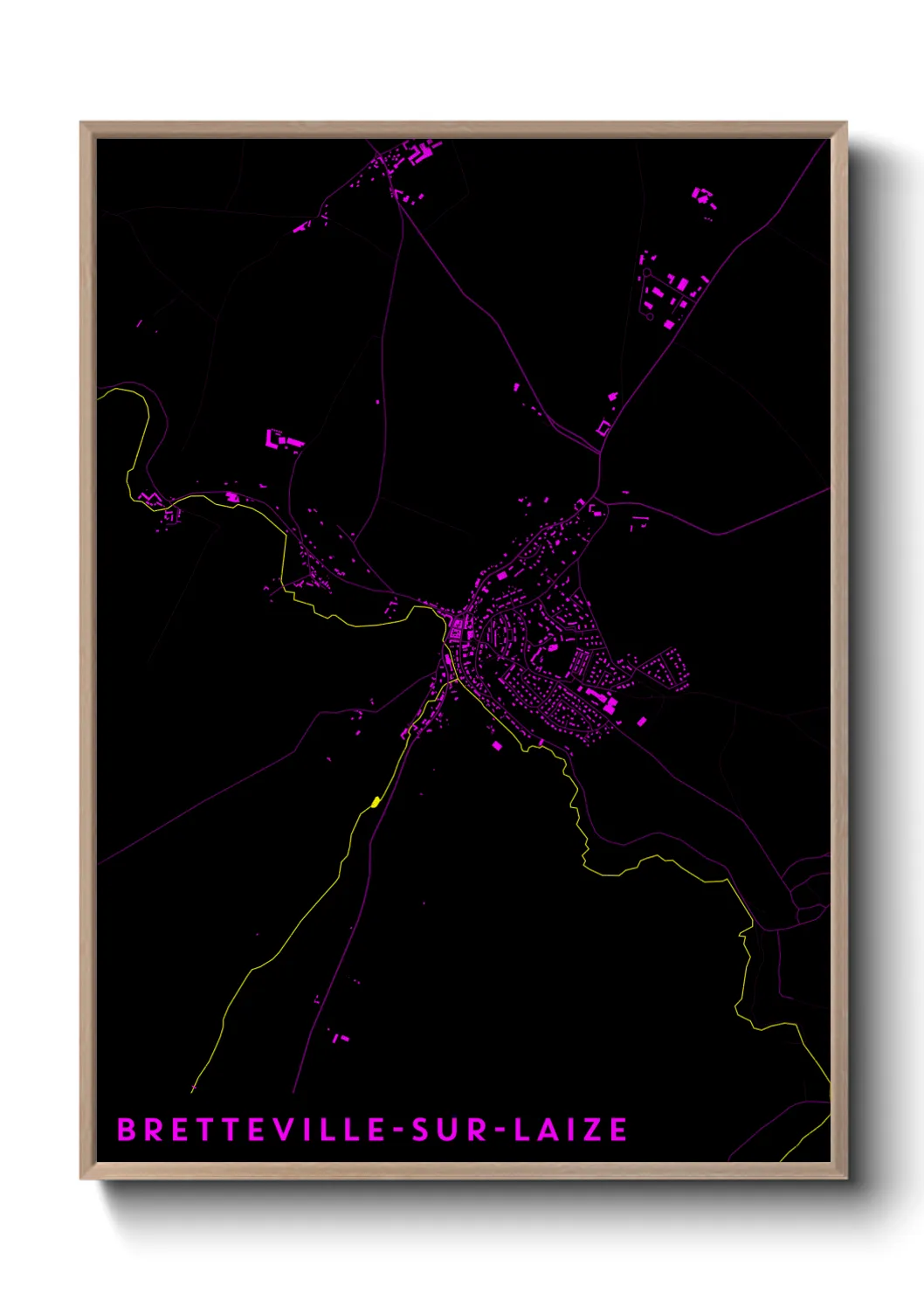 Une affiche de carte sur Bretteville-sur-Laize