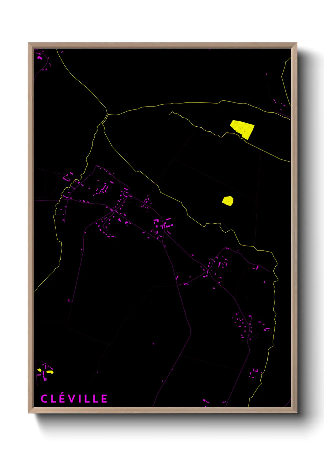 Une affiche de carte sur Cléville