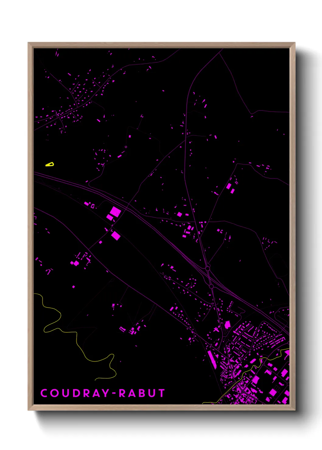 Une affiche de carte sur Coudray-Rabut