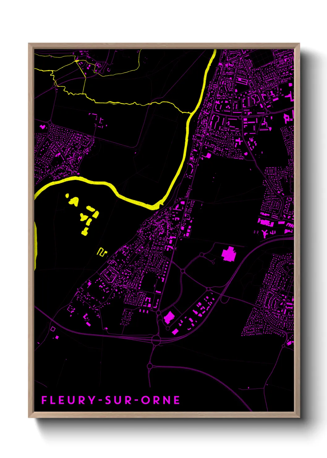 Une affiche de carte sur Fleury-sur-Orne