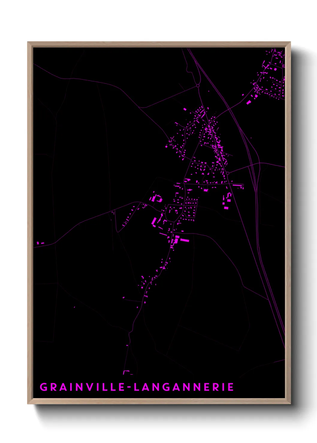 Une affiche de carte sur Grainville-Langannerie