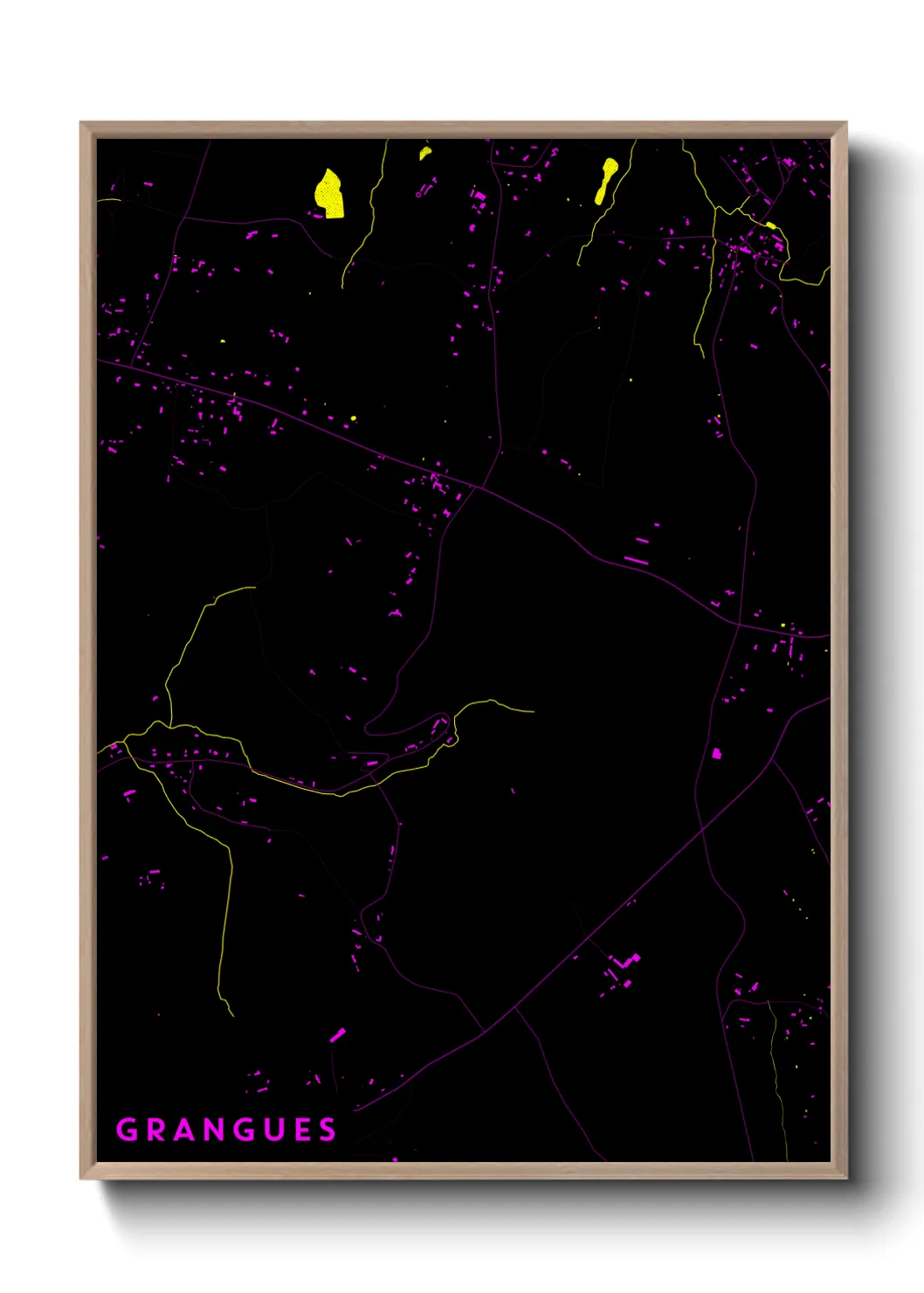 Une affiche de carte sur Grangues