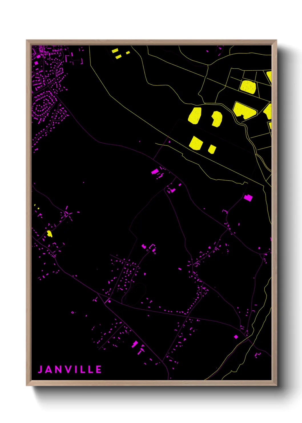 Une affiche de carte sur Janville