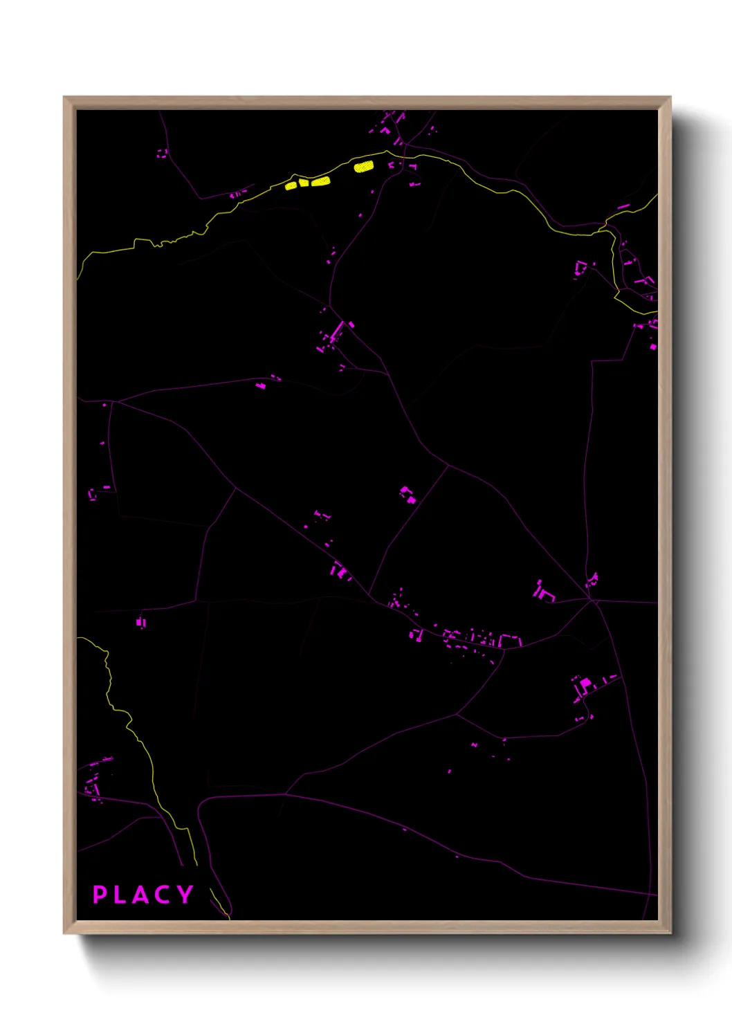 Une affiche de carte sur Placy