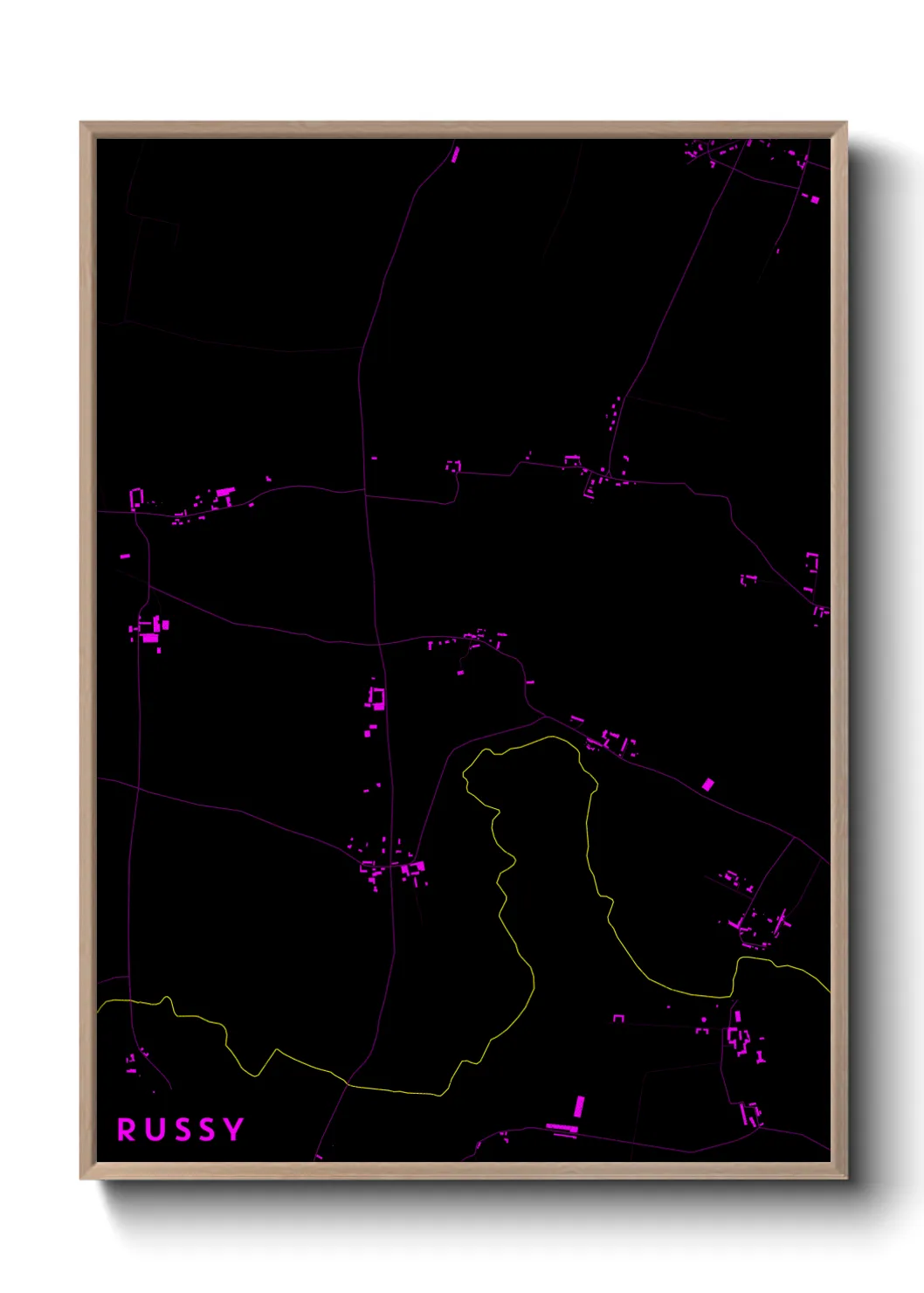 Une affiche de carte sur Russy
