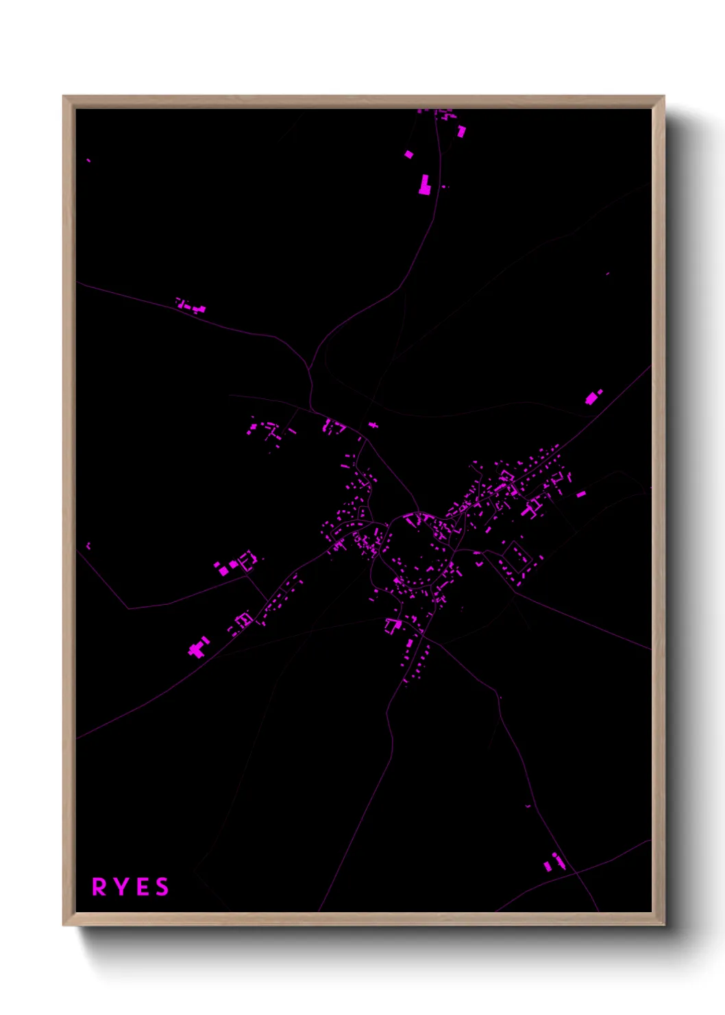 Une affiche de carte sur Ryes