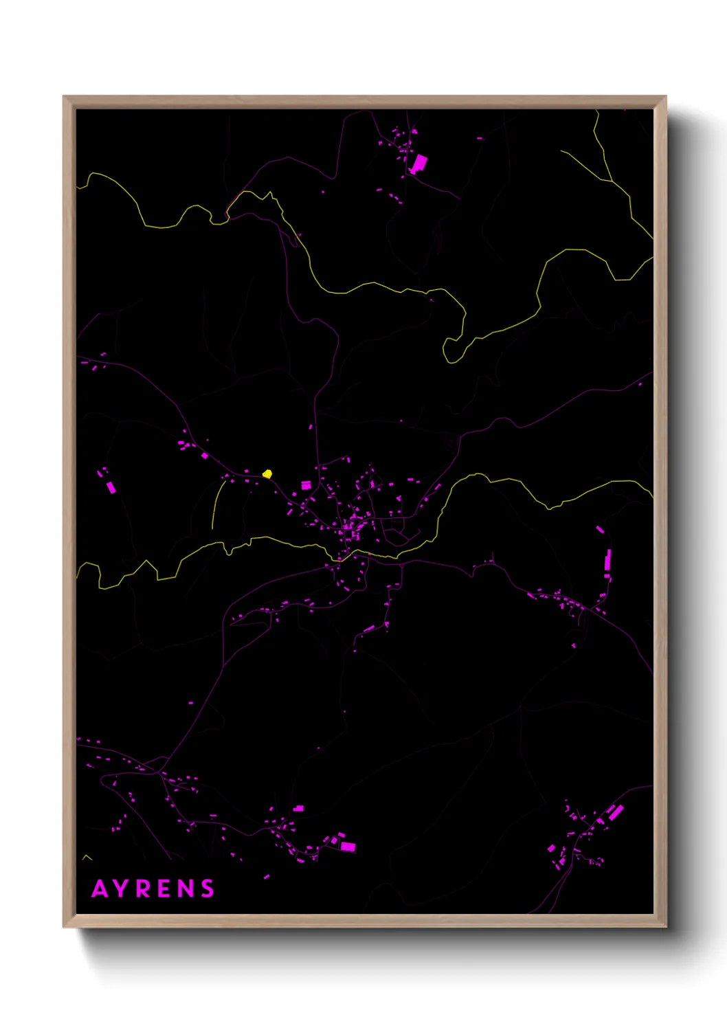 Une affiche de carte sur Ayrens