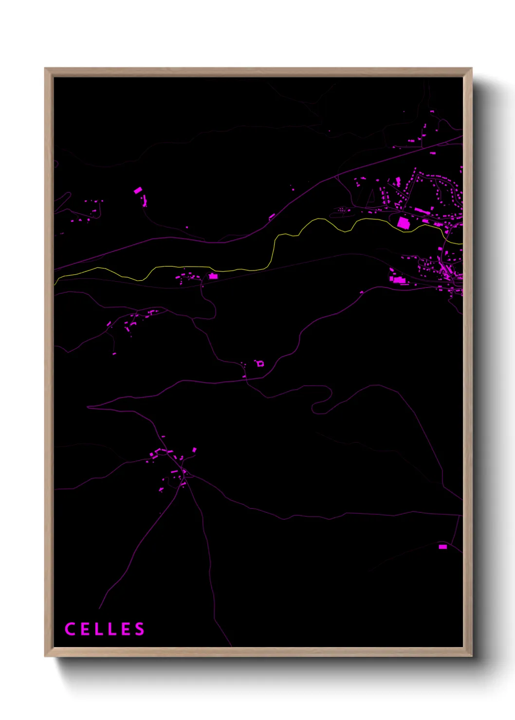 Une affiche de carte sur Celles